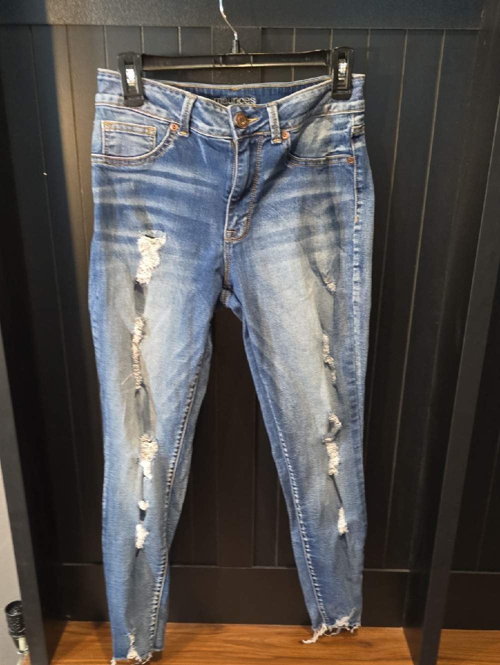 Maurices Distressed Blue Women’s Jeans - High Rise Slim Fit